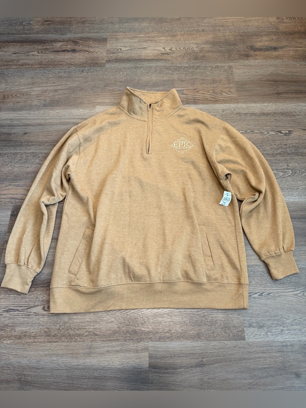 NWT Universal Studios Epic Universe Quarter Zip Pullover Sweatshirt Tan Size XXL